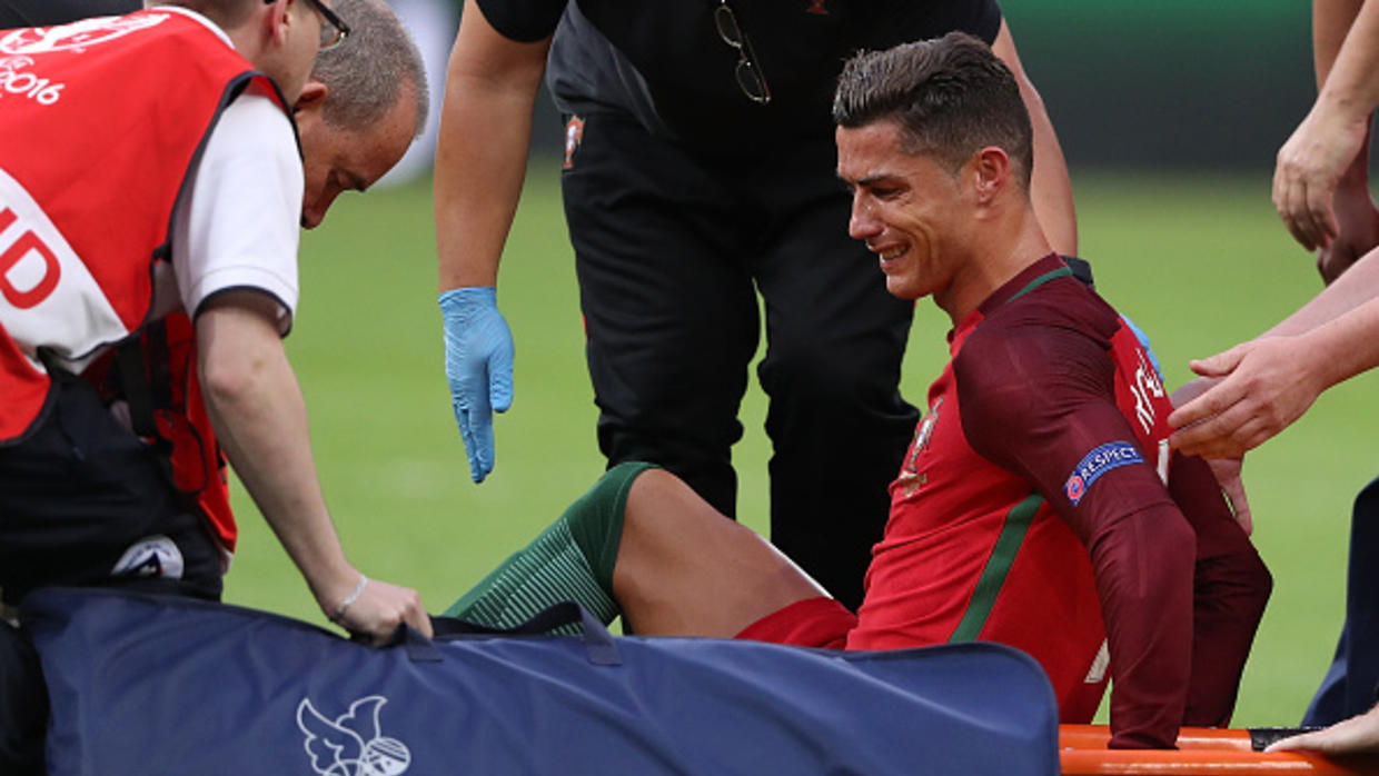 Cristiano Ronaldo salió lesionado en la final de la Eurocopa de Francia