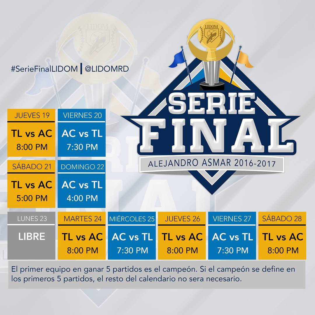 Calendario Serie Final 2016-2017 Aguilas Cibaeñas vs Tigres Del Licey