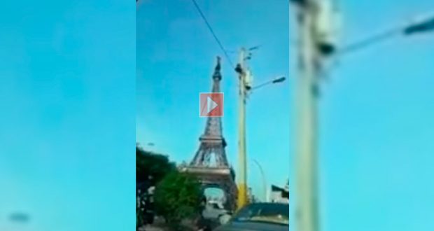 Video: Artista urbano que intentó lanzarse de la Torre Eiffel dominicana