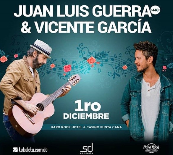 Juan Luis Guerra y Vicente García en concierto único en el país
